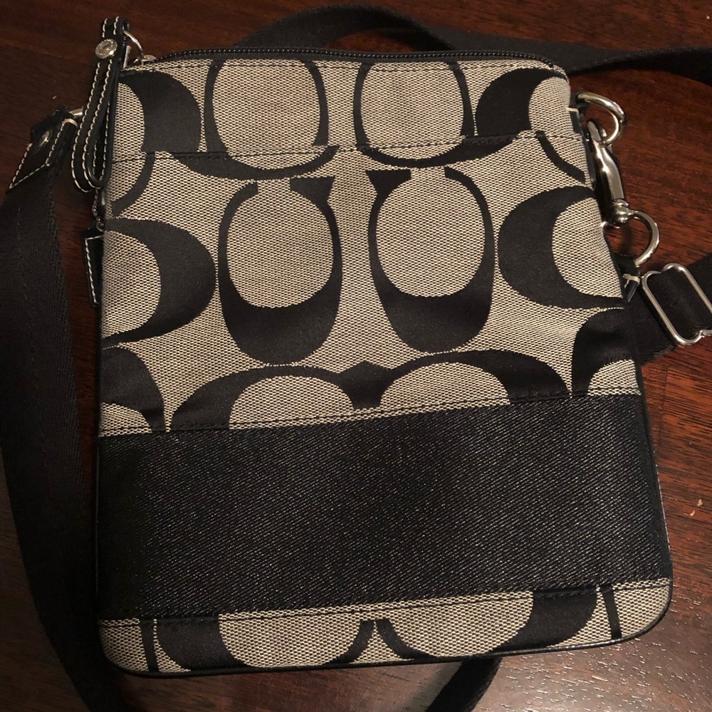 Coach crossbody travel bag. Grey and black.